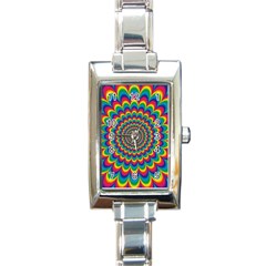 Psychedelic Colours Vibrant Rainbow Rectangle Italian Charm Watch by Pakrebo