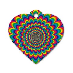 Psychedelic Colours Vibrant Rainbow Dog Tag Heart (two Sides) by Pakrebo