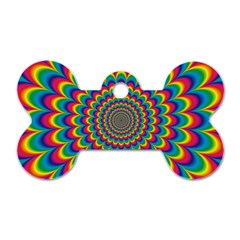 Psychedelic Colours Vibrant Rainbow Dog Tag Bone (two Sides) by Pakrebo