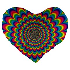 Psychedelic Colours Vibrant Rainbow Large 19  Premium Heart Shape Cushions by Pakrebo