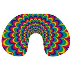 Psychedelic Colours Vibrant Rainbow Travel Neck Pillows by Pakrebo