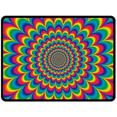 Psychedelic Colours Vibrant Rainbow Double Sided Fleece Blanket (large)  by Pakrebo