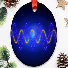 Light Shining Blue Frequency Sine Ornament (oval) by Pakrebo