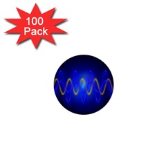 Light Shining Blue Frequency Sine 1  Mini Buttons (100 Pack)  by Pakrebo