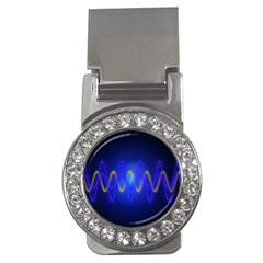 Light Shining Blue Frequency Sine Money Clips (cz)  by Pakrebo