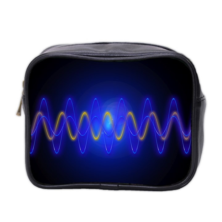 Light Shining Blue Frequency Sine Mini Toiletries Bag (Two Sides)