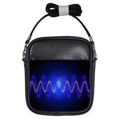 Light Shining Blue Frequency Sine Girls Sling Bag by Pakrebo