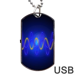 Light Shining Blue Frequency Sine Dog Tag Usb Flash (one Side) by Pakrebo