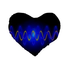 Light Shining Blue Frequency Sine Standard 16  Premium Heart Shape Cushions by Pakrebo