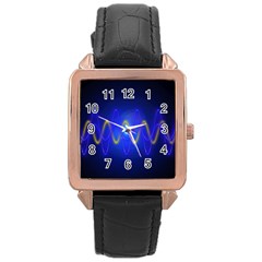 Light Shining Blue Frequency Sine Rose Gold Leather Watch  by Pakrebo