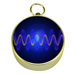 Light Shining Blue Frequency Sine Gold Compasses by Pakrebo