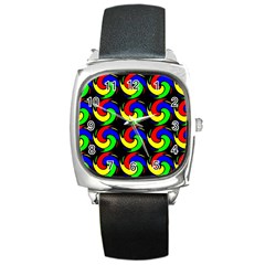 Swirls Pattern Seamless Wallpaper Square Metal Watch by Pakrebo