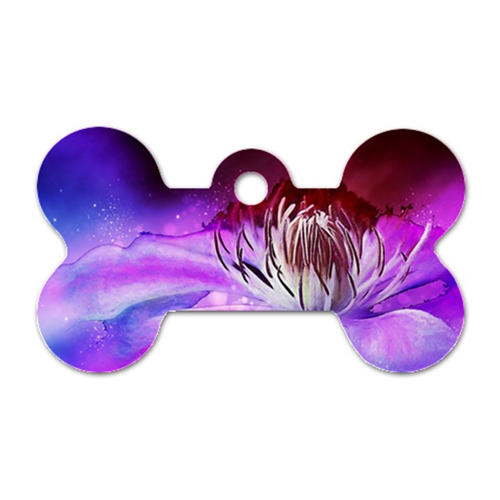 Clematis Structure Close Up Blossom Dog Tag Bone (Two Sides)