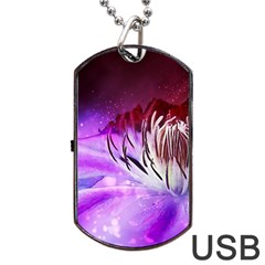 Clematis Structure Close Up Blossom Dog Tag Usb Flash (one Side) by Pakrebo