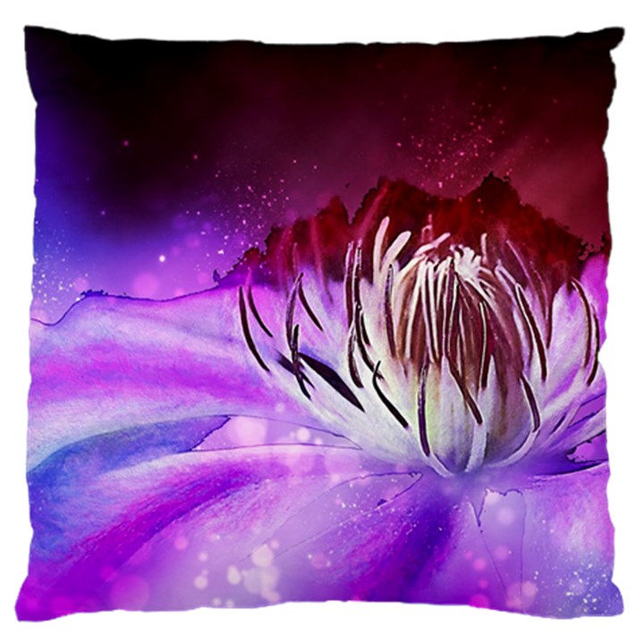 Clematis Structure Close Up Blossom Large Flano Cushion Case (One Side)