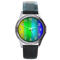 Lines Rainbow Colors Spectrum Color Round Metal Watch by Pakrebo