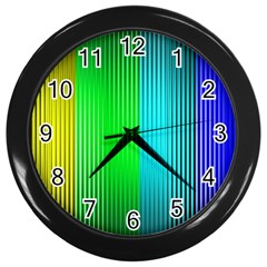 Lines Rainbow Colors Spectrum Color Wall Clock (black) by Pakrebo