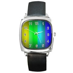 Lines Rainbow Colors Spectrum Color Square Metal Watch by Pakrebo