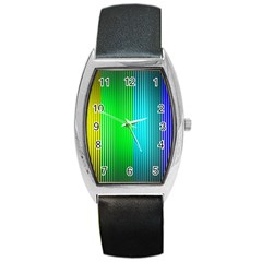 Lines Rainbow Colors Spectrum Color Barrel Style Metal Watch by Pakrebo