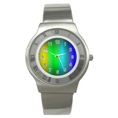 Lines Rainbow Colors Spectrum Color Stainless Steel Watch by Pakrebo