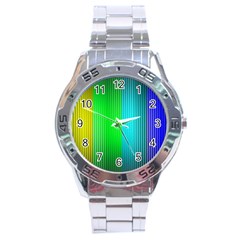 Lines Rainbow Colors Spectrum Color Stainless Steel Analogue Watch by Pakrebo