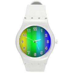 Lines Rainbow Colors Spectrum Color Round Plastic Sport Watch (m) by Pakrebo