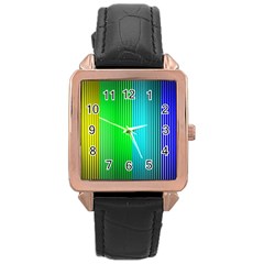 Lines Rainbow Colors Spectrum Color Rose Gold Leather Watch  by Pakrebo