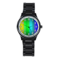 Lines Rainbow Colors Spectrum Color Stainless Steel Round Watch by Pakrebo