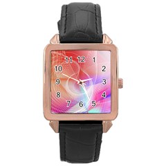 Background Nebulous Fog Rings Rose Gold Leather Watch  by Pakrebo