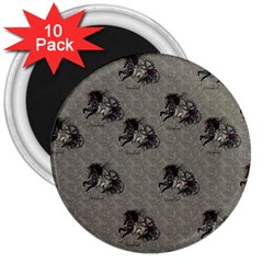 Awesome Steampunk Horse With Wings, Wonderful Pattern 3  Magnets (10 Pack)  by FantasyWorld7