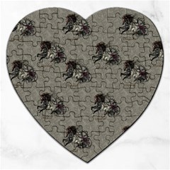 Awesome Steampunk Horse With Wings, Wonderful Pattern Jigsaw Puzzle (heart) by FantasyWorld7