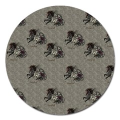 Awesome Steampunk Horse With Wings, Wonderful Pattern Magnet 5  (round) by FantasyWorld7