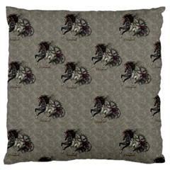 Awesome Steampunk Horse With Wings, Wonderful Pattern Large Flano Cushion Case (two Sides) by FantasyWorld7