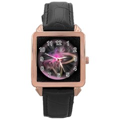 Stress Fractal Round Ball Light Rose Gold Leather Watch  by Pakrebo