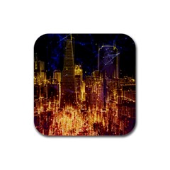 City View San Francisco Usa Rubber Square Coaster (4 Pack)  by Pakrebo