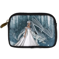 Wonderful Girl With Ice Dragon Digital Camera Leather Case by FantasyWorld7