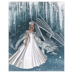 Wonderful Girl With Ice Dragon Drawstring Bag (small) by FantasyWorld7