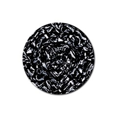 Dark Abstract Print Rubber Coaster (round)  by dflcprintsclothing