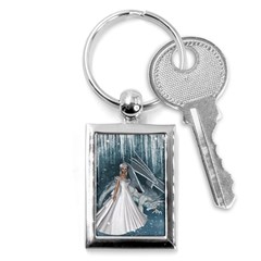 Wonderful Girl With Ice Dragon Key Chains (rectangle)  by FantasyWorld7