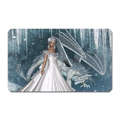 Wonderful Girl With Ice Dragon Magnet (rectangular) by FantasyWorld7