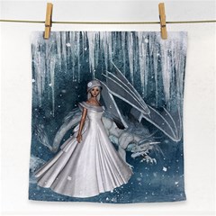 Wonderful Girl With Ice Dragon Face Towel by FantasyWorld7