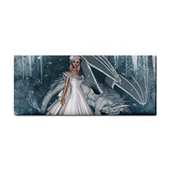 Wonderful Girl With Ice Dragon Hand Towel by FantasyWorld7