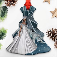 Wonderful Girl With Ice Dragon Ornament (christmas Tree)  by FantasyWorld7