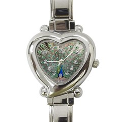 Peacock Bird Animal Feather Heart Italian Charm Watch by Pakrebo