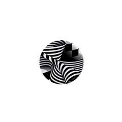 Op Art Black White Drawing 1  Mini Buttons by Pakrebo