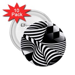 Op Art Black White Drawing 2 25  Buttons (10 Pack)  by Pakrebo