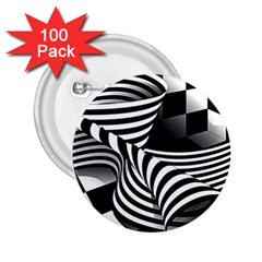 Op Art Black White Drawing 2 25  Buttons (100 Pack)  by Pakrebo