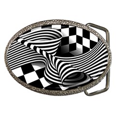 Op Art Black White Drawing Belt Buckles by Pakrebo