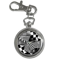 Op Art Black White Drawing Key Chain Watches by Pakrebo