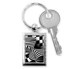 Op Art Black White Drawing Key Chains (rectangle)  by Pakrebo